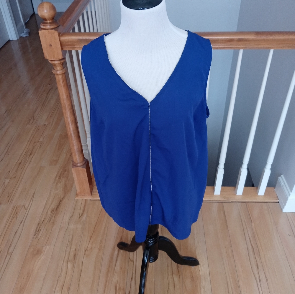 Jennifer Lopez blue dress tank top with silver bling. size large.